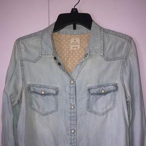 American Eagle long sleeve blue Jean button up